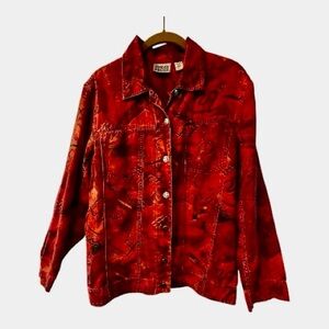 CHICO's Vintage Red Wash Denim Jacket, size 0 (small, 4-6)
